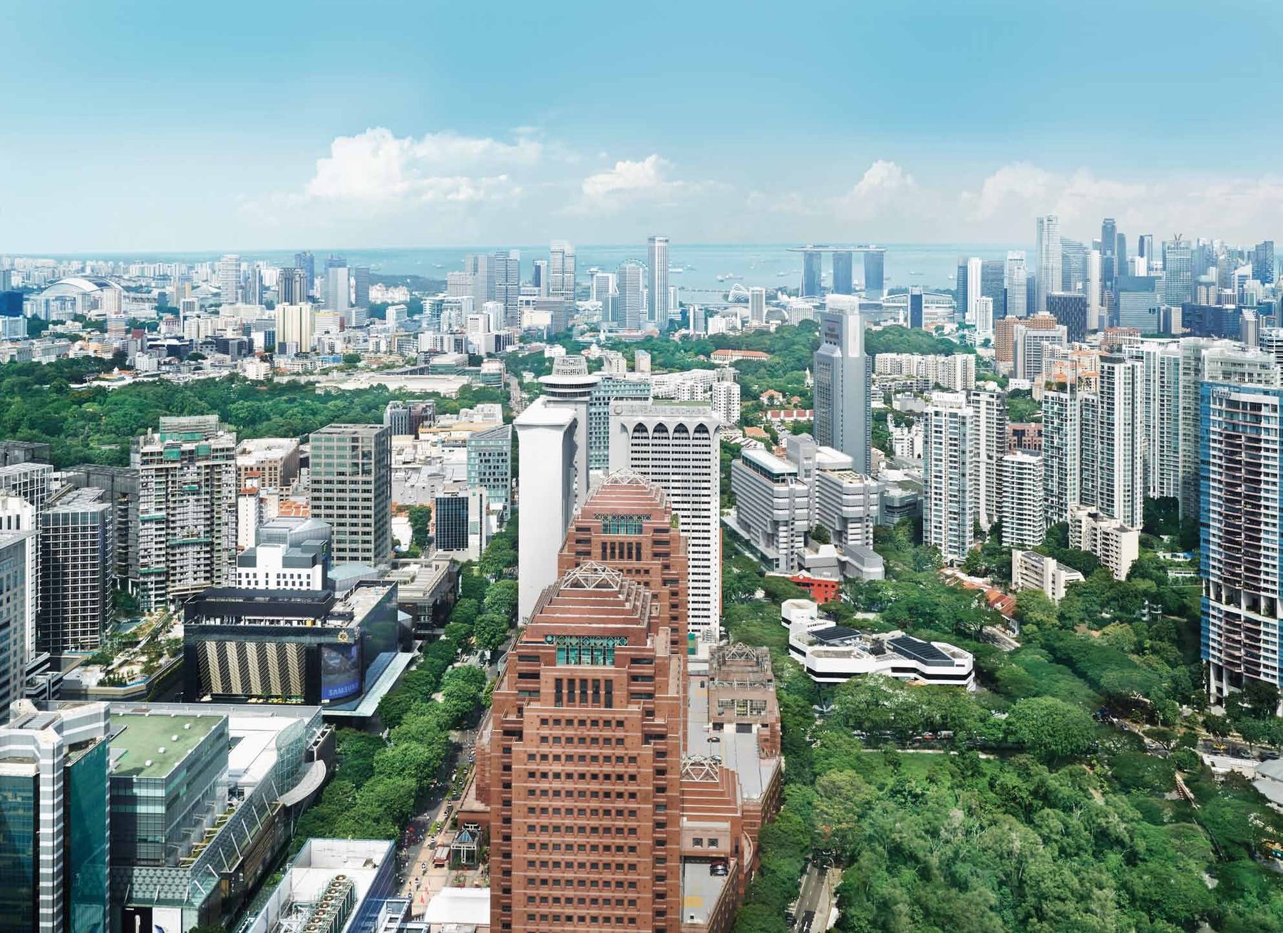 Aerial view of the Orchard and Somerset precinct